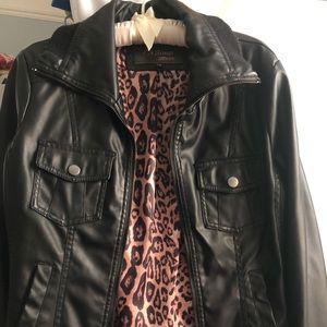 Black Leather jacket with Front pockets.